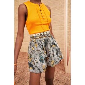 New NWT Ulla Johnson Rowan Size 10 Belted Cotton Shorts  Color Portofino Floral